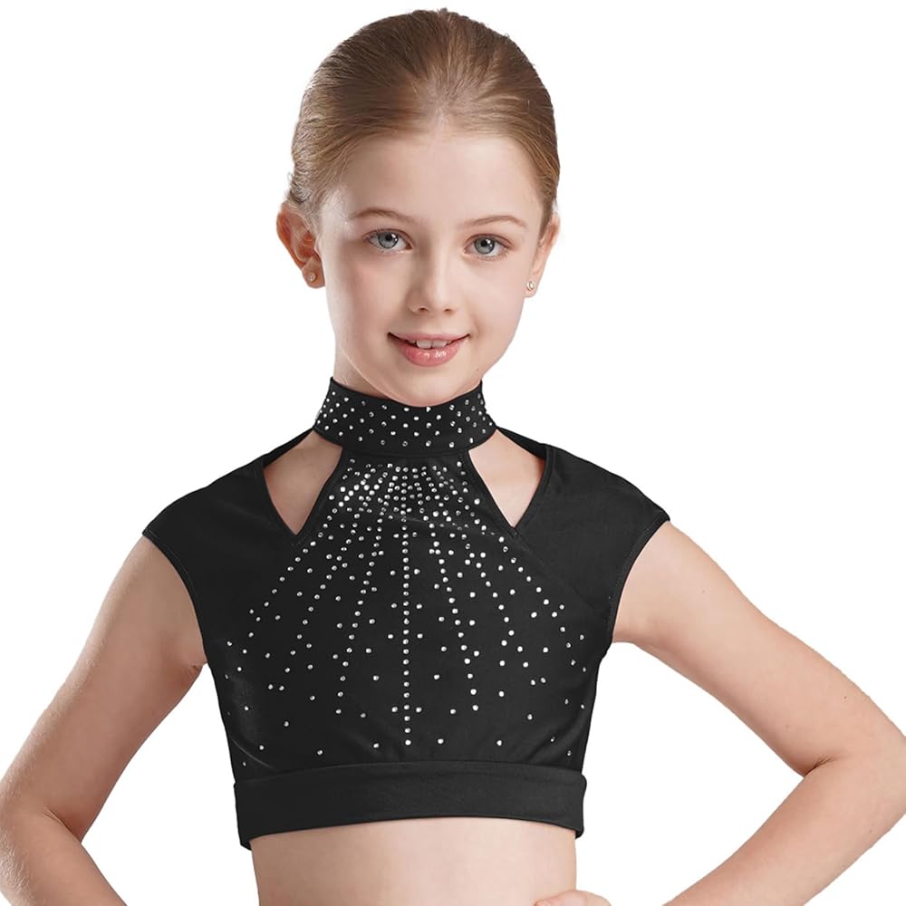 Amazon.com: FEESHOW Girls Sleeveless Turtleneck Dance Crop